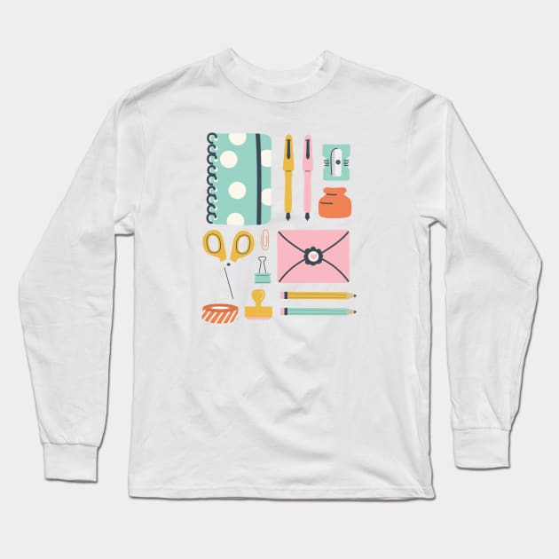 Stationery Love Long Sleeve T-Shirt by allisonromerodesign